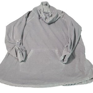 Calvin Klien Womens Pullover Hoodie Gray Size XL Cotton Blend Roll Up Sleeve